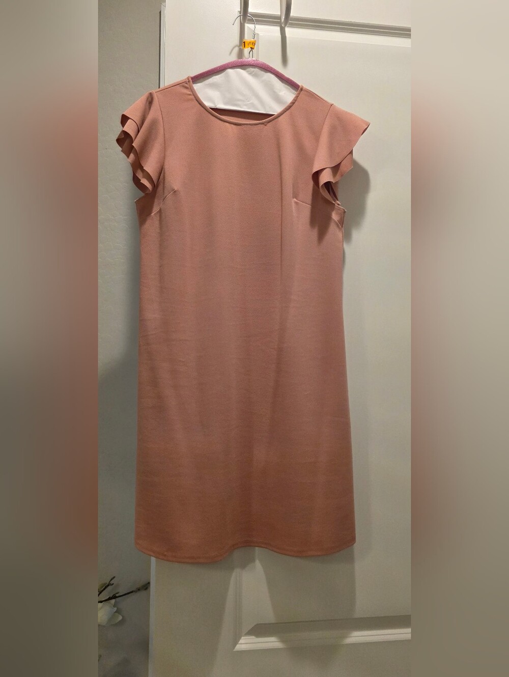 Ces Femme Blush Pink Ruffle Sleeve Midi Dress